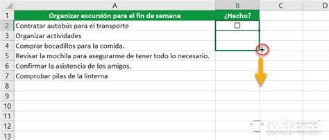 Crear un checklist en Excel con casillas de verificación